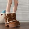 Ботинки-луноходы на толстой подошве для маленьких мужчин, увеличивающие рост, женские, зима 2025, новая модная универсальная модель из овечьей шерсти, теплые хлопковые ботинки