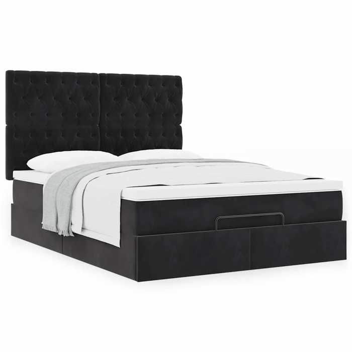 Maison Exclusive - Cadre de lit ottoman avec matelas noir 140x190 cm velours