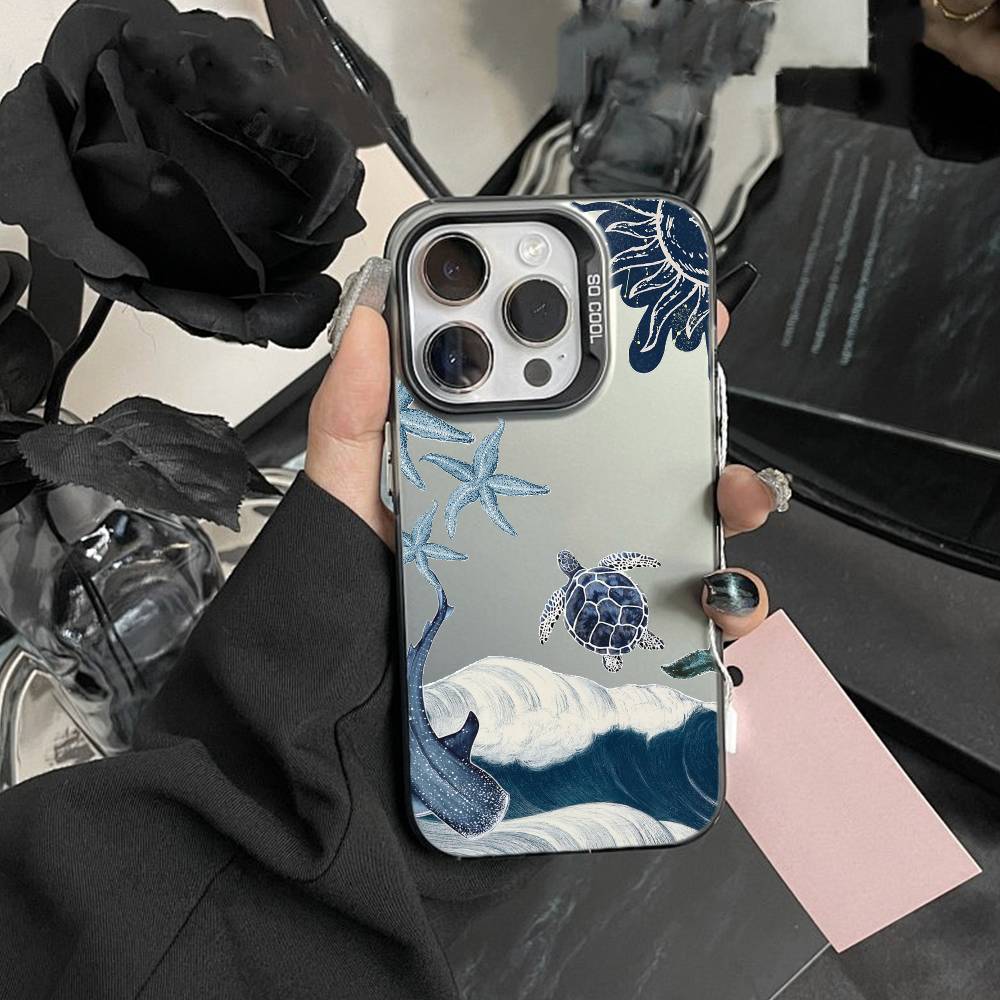 Красочный чехол для телефона с морскими обитателями для IPhone 16 17 15 14 12 13 Pro Max, белый цвет, ударопрочный чехол
