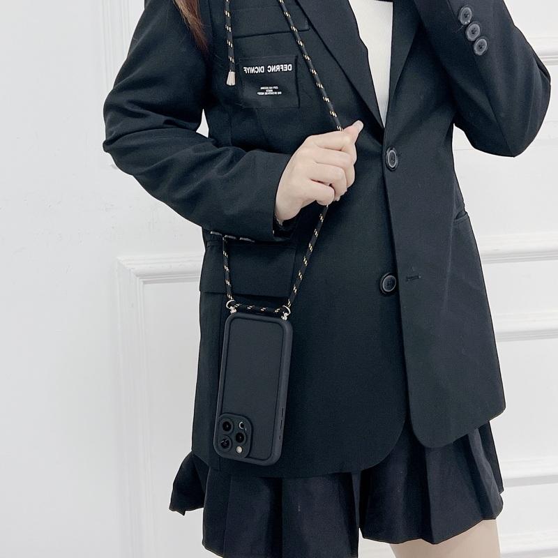 Однотонный силиконовый чехол для iPhone 16 15 Pro Max 14 13 12 11, противоударный чехол через плечо