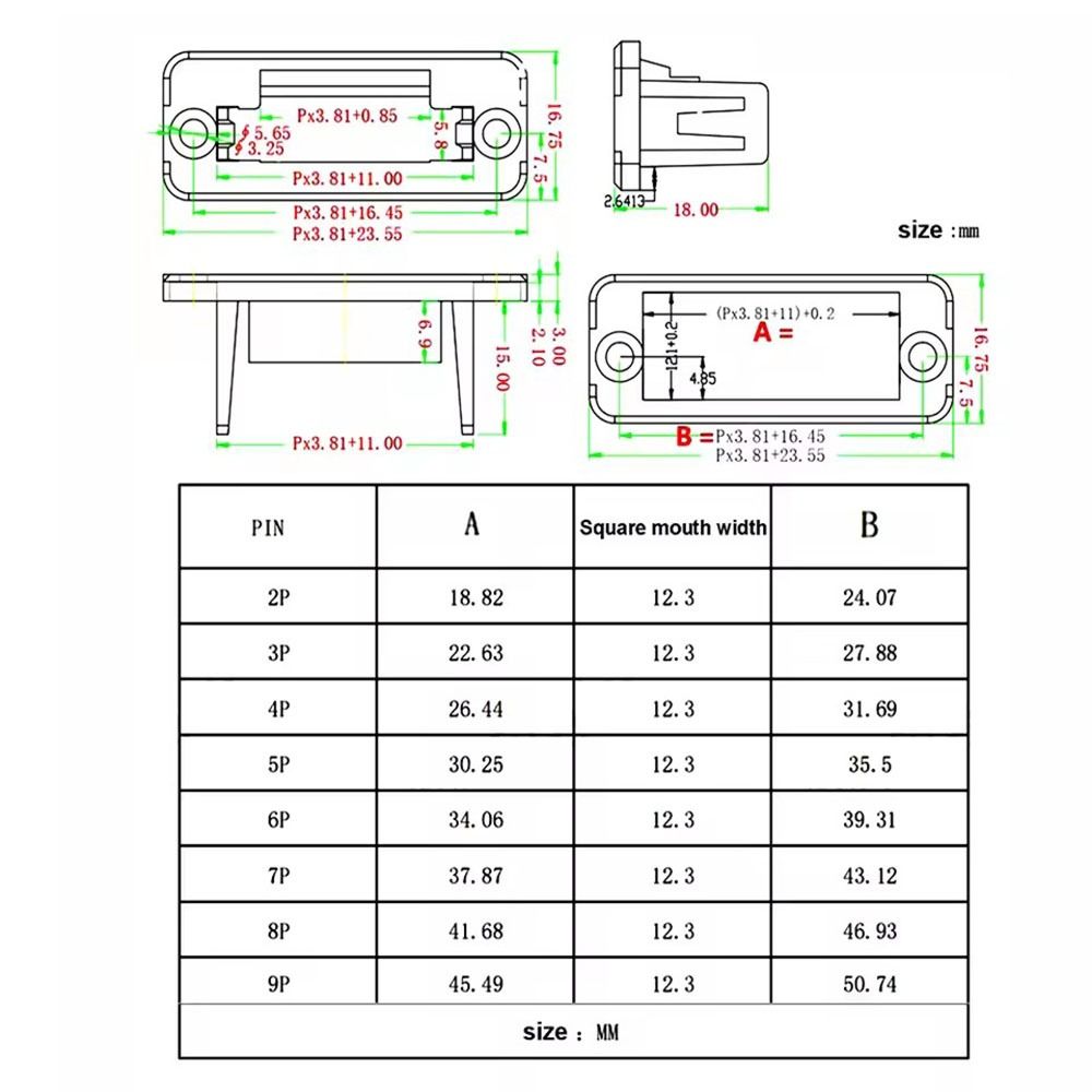 Pitch 3.81mm Pluggable Terminal Block Connector with Flange Fixed Panel Male Female Plug