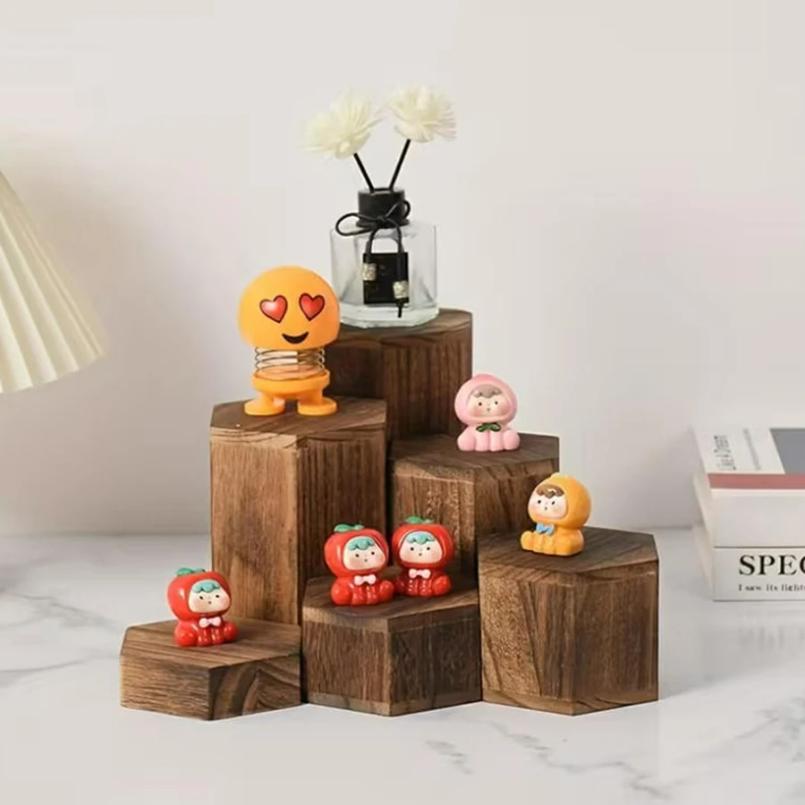 Wooden 6-Piece Hexagonal Display Rack Suitable For Showcasing Jewelry And Accessories Brown Cube Storage Rack Gift Storage