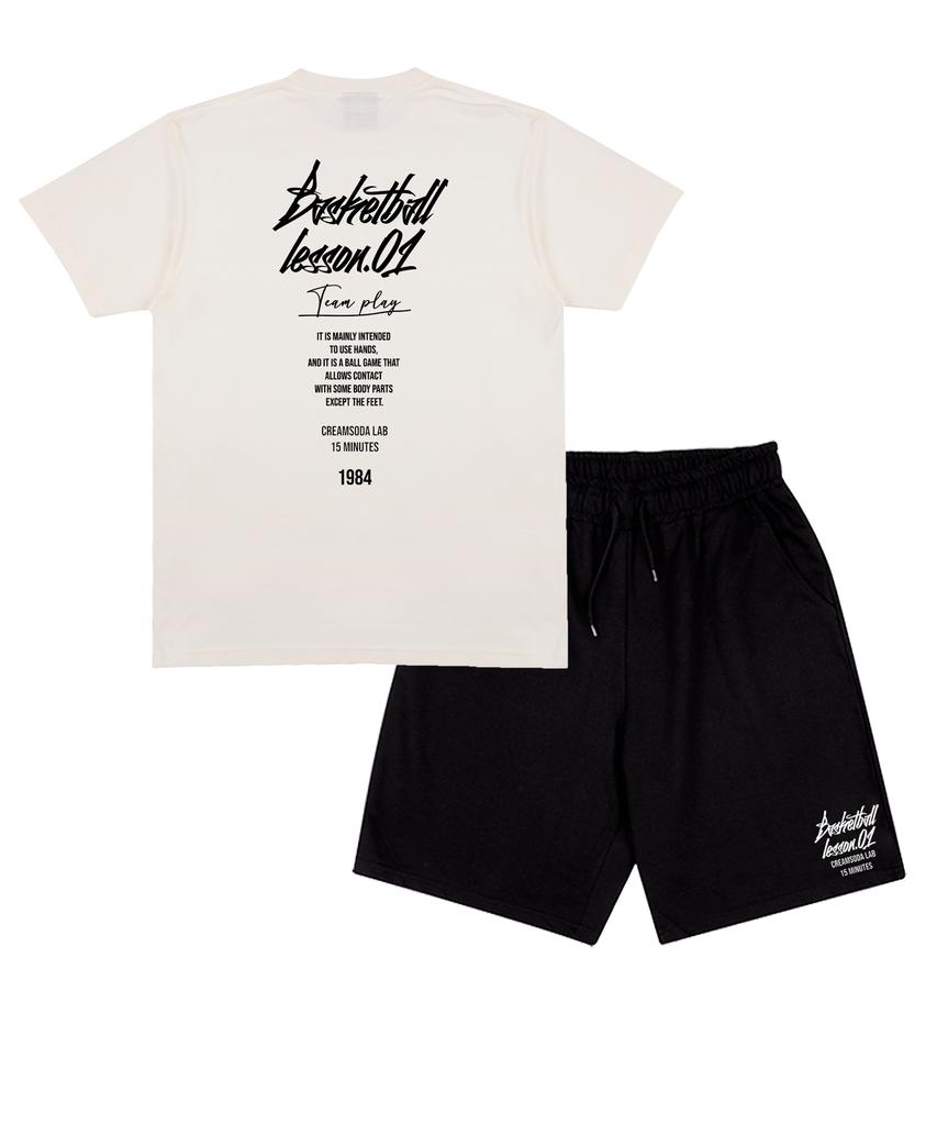 CREAM SODA LAB [2Pack] Quarter Logo Short Sleeve Shorts Set (Type B)