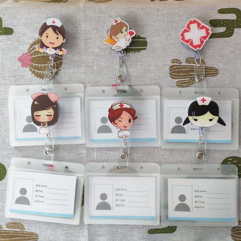 Канцелярские товары для офиса Держатель для ID-карты Медсестра Врач Горизонтальный держатель для карт Выдвижной бейдж-катушка