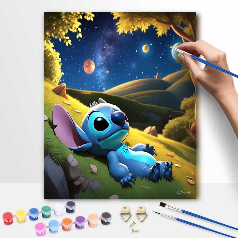 Disney Стич Звездная ночь DIY Наборы для масляной живописи Ручная роспись Домашний декор Поделки Идеи подарков Холст Настенное искусство Декор комнаты Расслабление Развлечение