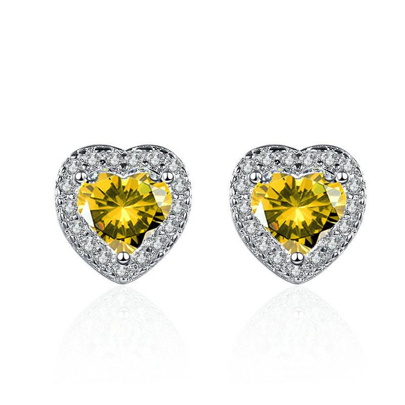 Heart-Shaped Zircon Earrings: Sparkling AAA Micro Inlaid Love Design