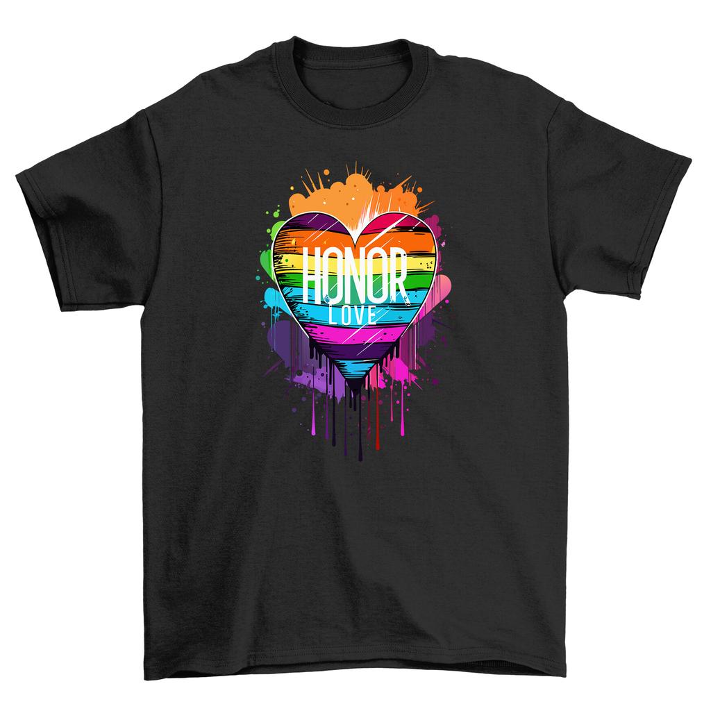 Pride_17 Heart Rainbow'' T-Shirt Mens Womens Tees Top - Fun, Colorful, and Proud! 100% Cotton, Unisex