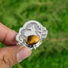 Natural Tiger's Eye New Bezel Wedding Stackable Birthday Ring Jewelry 925 Silver