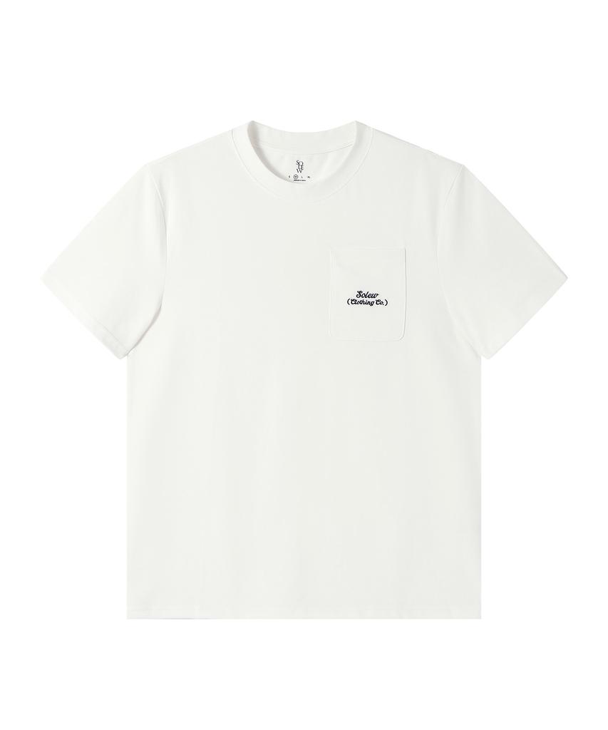 SOLEW Pocket Embroidered T-Shirt_White