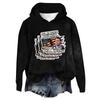Women's Hooded Long Sleeve Printed Flannel Top Hooded Sweatshirt