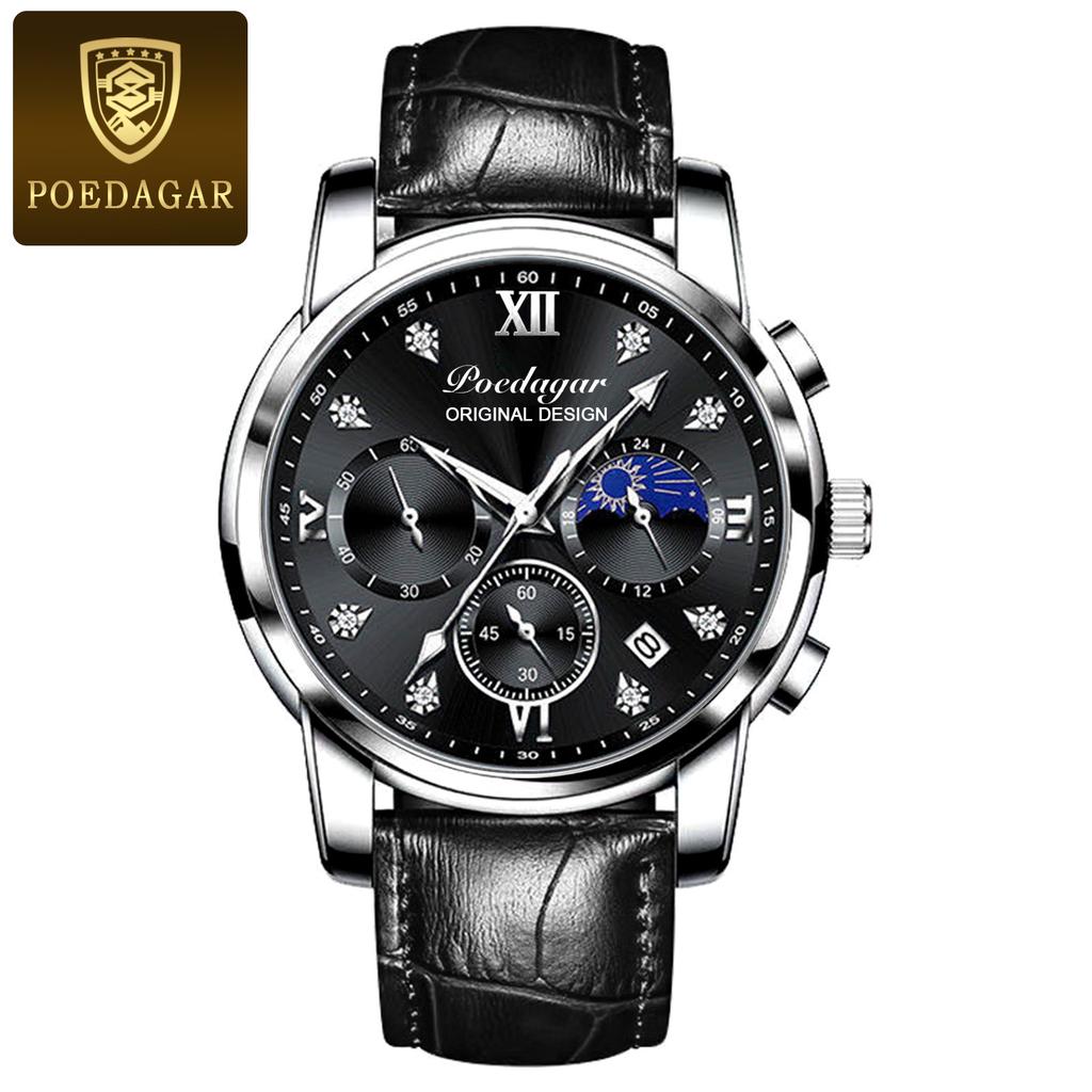 POEDAGAR New TOP Brand Luxury Men's Watch With Box Multifunctional Fashion Waterproof Luminous Men's Quartz Watches