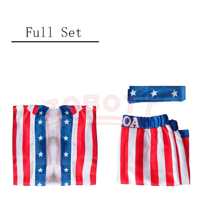 Costume de boxe drapeau américain pour adultes, avec Robe courte Rocky Balboa, Costume de Cosplay du jour de l'indépendance