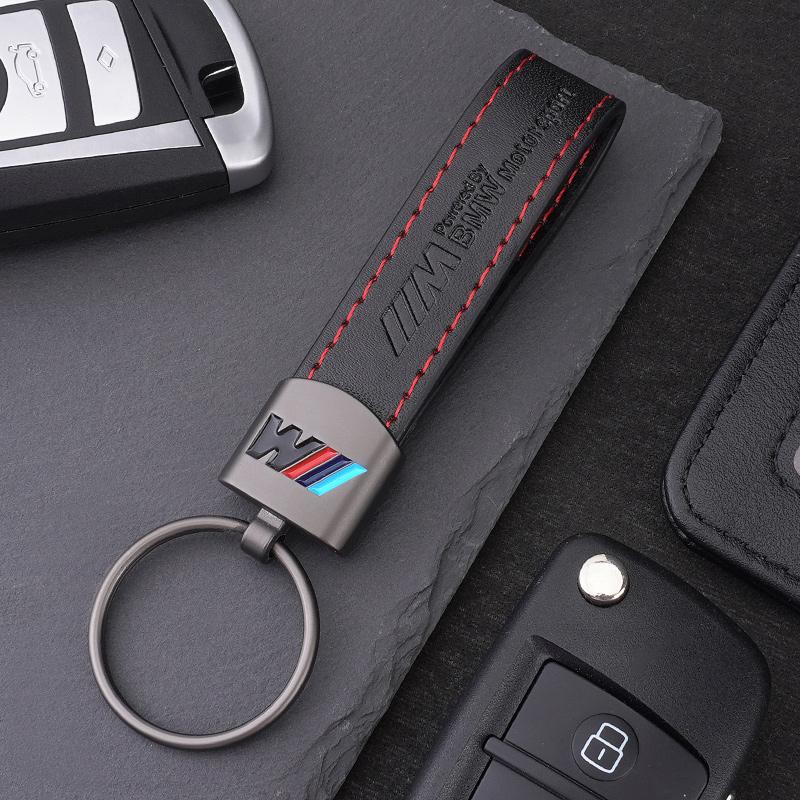 For BMW M E46 E90 E60 Zinc Alloy Car Keychain Leather Key Rings For BMW M Emblem E46 E36 E34 F10 E90 F30 E60 F30 E53 E30 E92 E87 Auto Accessories q00