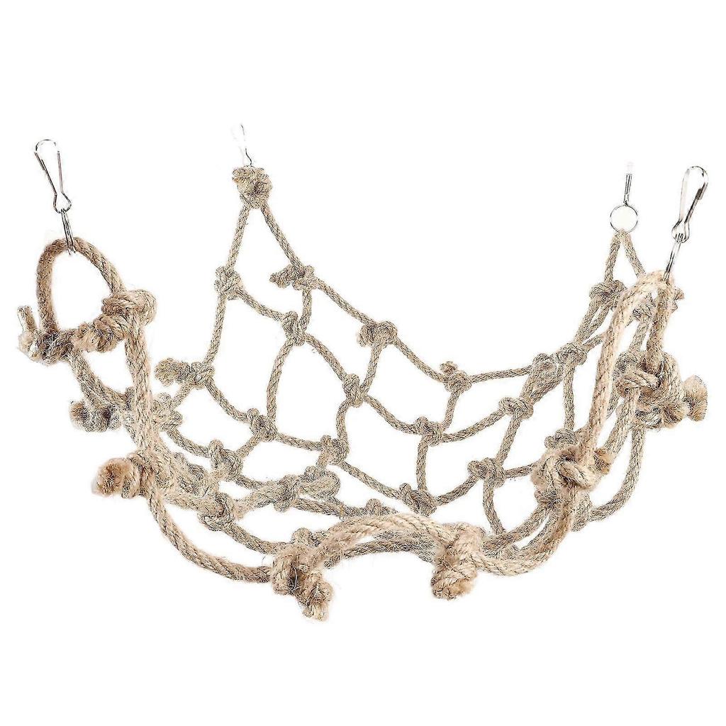 Hanging Net Woven Hammock For Squirrels Parrots Indoor Cage Resting Exercise Jute Rope 1Pcs