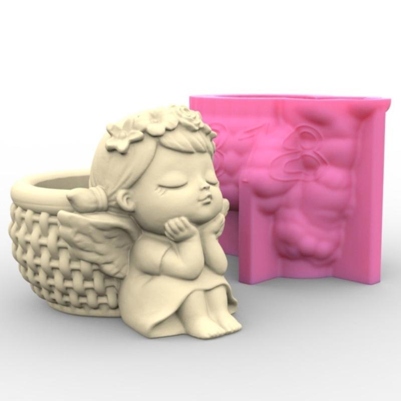 Набор из 4 форм для кашпо, формы для цветочных горшков, силиконовая форма в форме девочки для бетона, материалы для ручной работы для изготовления цветочных горшков своими руками