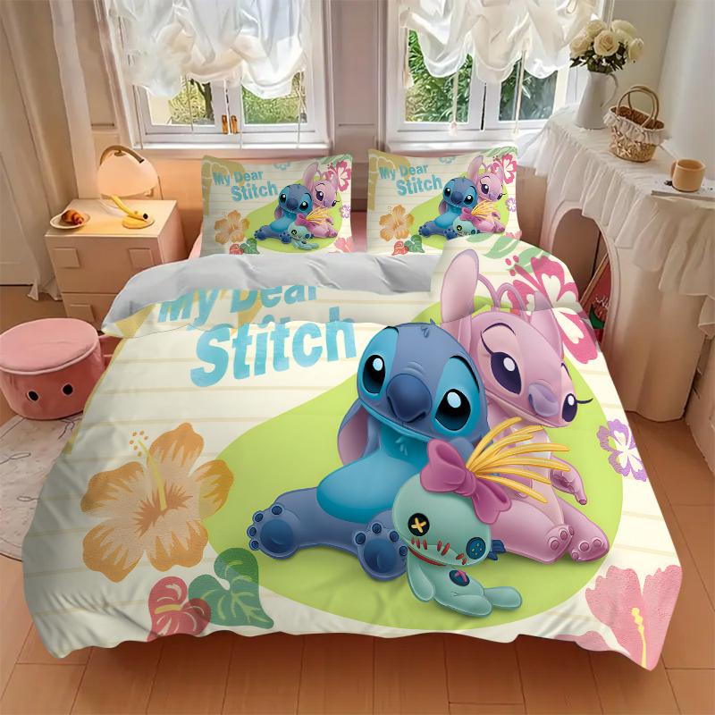 3Pcs Stitch Angel Friendship Bedding Sets For All Sizes New 3D Printed Bed Cover Comforter Duvet Cover Pillowcase Bedroom Decoration