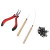 Hair Extensions Tool Set Pliers Pulling Hook Set 100pcs Silicone Micro Beads