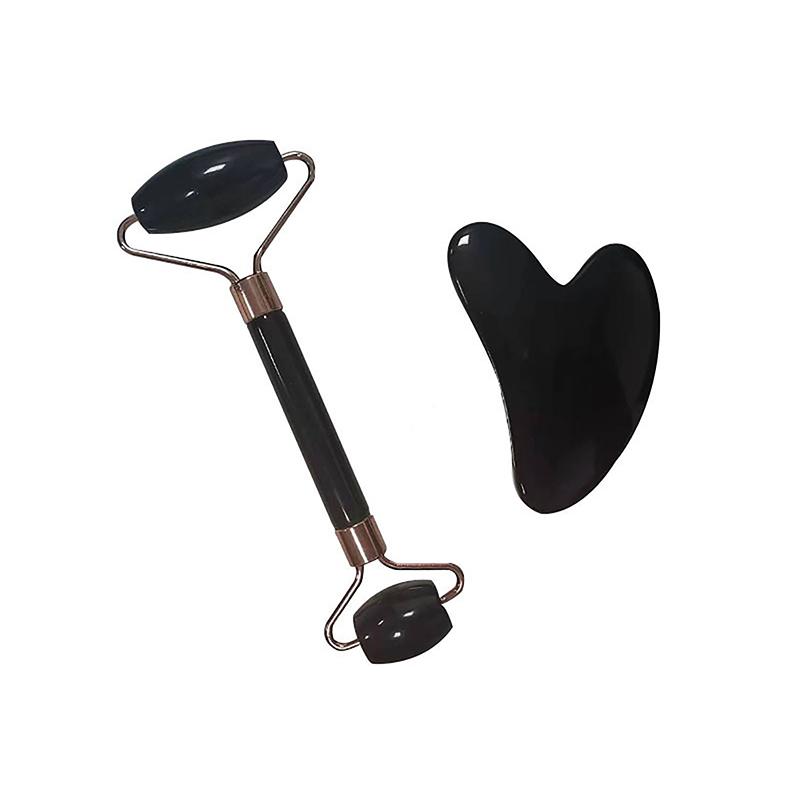 2 шт. Массажер для лица и шеи, роликовый резиновый скребок для красоты, двухсторонняя массажная палочка для разблокировки и расслабления, не розовый нефрит