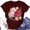 Women's Casual Round Neck Floral Print Short Sleeve T-Shirt Top