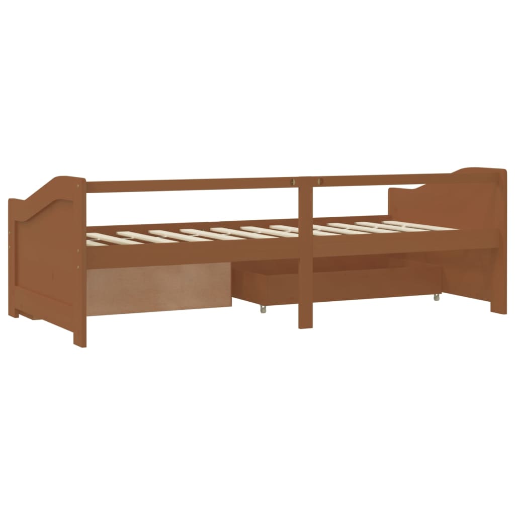 Daybed 3 Seater with Drawers Honey Brown Pine Wood 90 x 200 cm