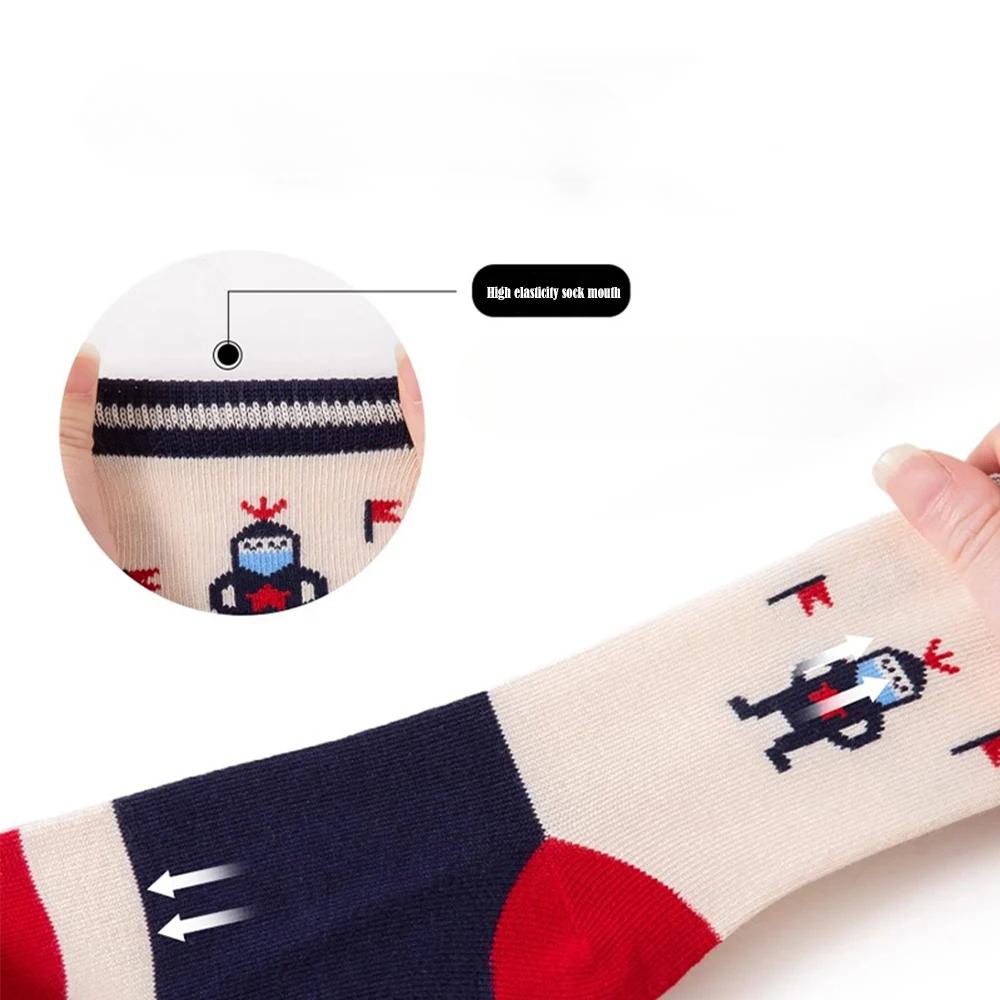 5 пар ярких цветов, носки средней длины для детей, спортивные, для школьников, весна-осень, мягкий хлопок, для малышей 1-14 лет