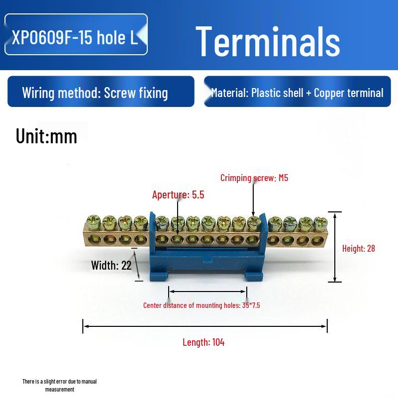 Export-Grade Blue Copper Rail-Mounted Terminal Blocks (6x9 Copper Components) XP0609F