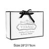 Gift Package Bag White Paper Shopping Bag With Black Ribbon Handle Square For Packaging Wedding Clothes Shoes Gift Box Handbag