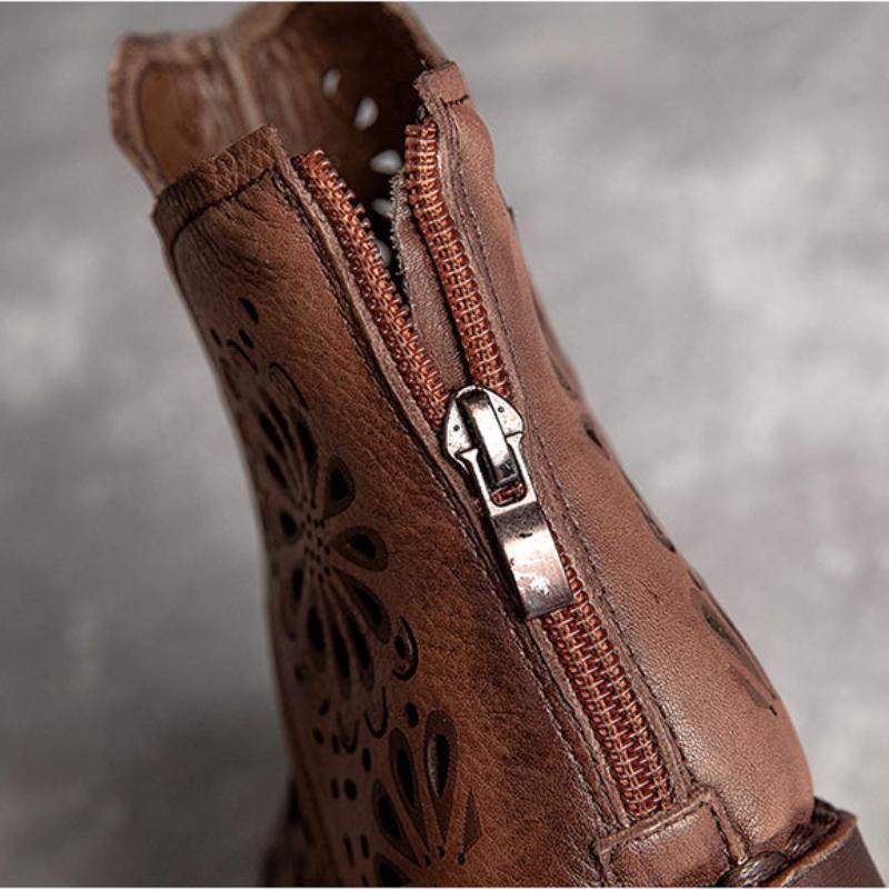 Johnature Летние сандалии из натуральной кожи, дышащие ботинки с отверстиями в стиле ретро, ​​женские сабо ручной работы, обувь на плоской подошве