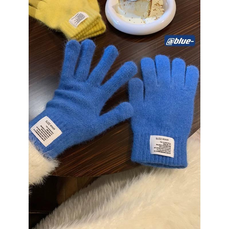 Новые однотонные теплые утолщенные вязаные перчатки для женщин на зиму с сенсорным экраном без пальцев, шерстяные студенческие велосипедные перчатки