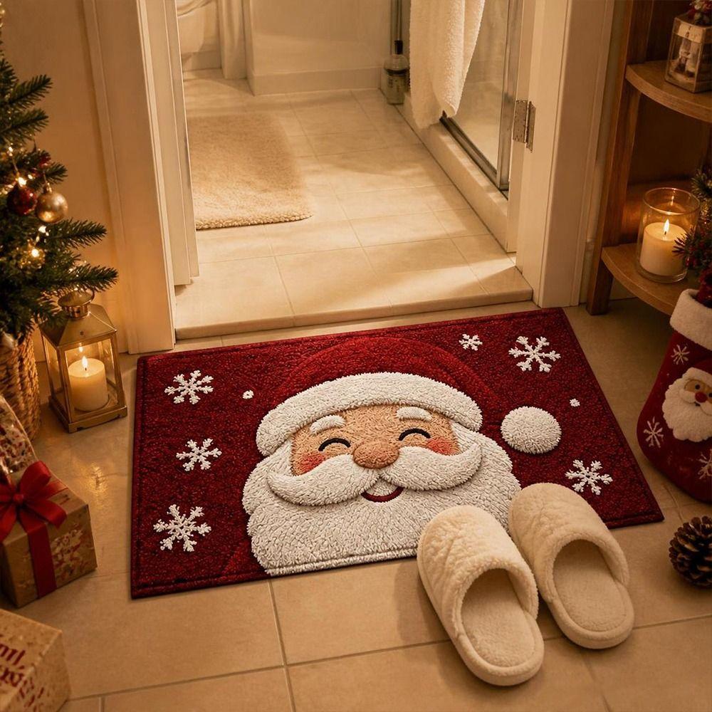 Gingerbread Man Pattern Christmas Door Mat Water-absorbing Anti-slip Pad Christmas Season