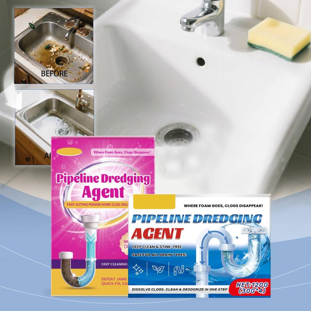 Средство для прочистки труб Порошок для прочистки труб Сильный порошок для прочистки труб Улучшает засоренные и грязные трубы(2рс)