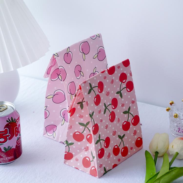 10pcs Colorful Fruit Pattern Packaging Bags Gift Packaging DIY Baking Dim Sum Bags Flat Mouth Storage Bags