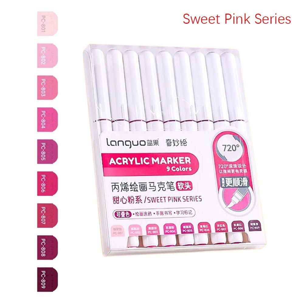 9-Colors Acrylic Pen Straight Liquid Art Felt Pens High-quality Marker Pen