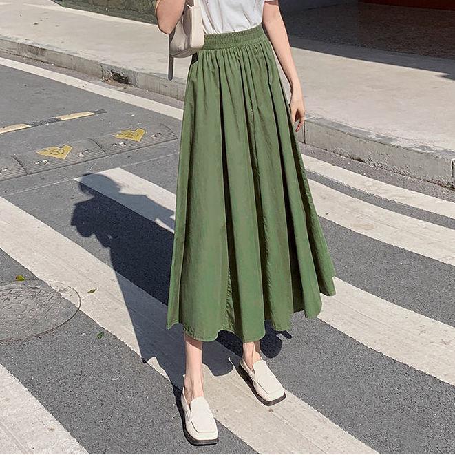 Летняя юбка миди А-силуэта в японском стиле большого размера с высокой талией, облегающая, длиной до колена, юбка-зонт - Премиальная юбка с полным расклешением