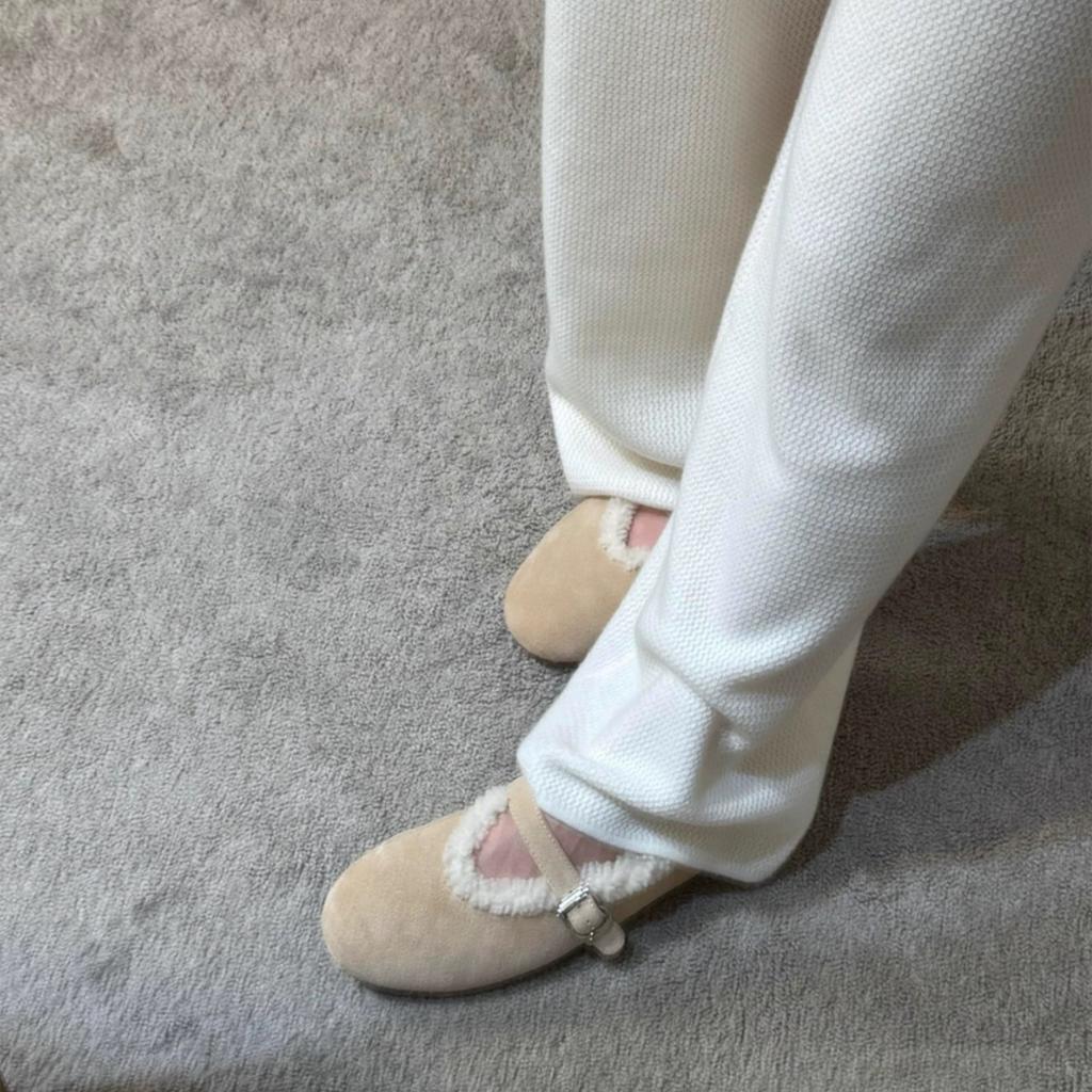 Версия из овчины~ Ретро меховые интегрированные туфли-лодочки с неглубоким вырезом и ремешком Мэри Джейн, женские зимние плюшевые туфли на плоской подошве