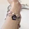 Y2K Pentagram Star Bangle Bow 2 Layer Hand Chain Exquisite Black Cat Heart Bracelet  Girl