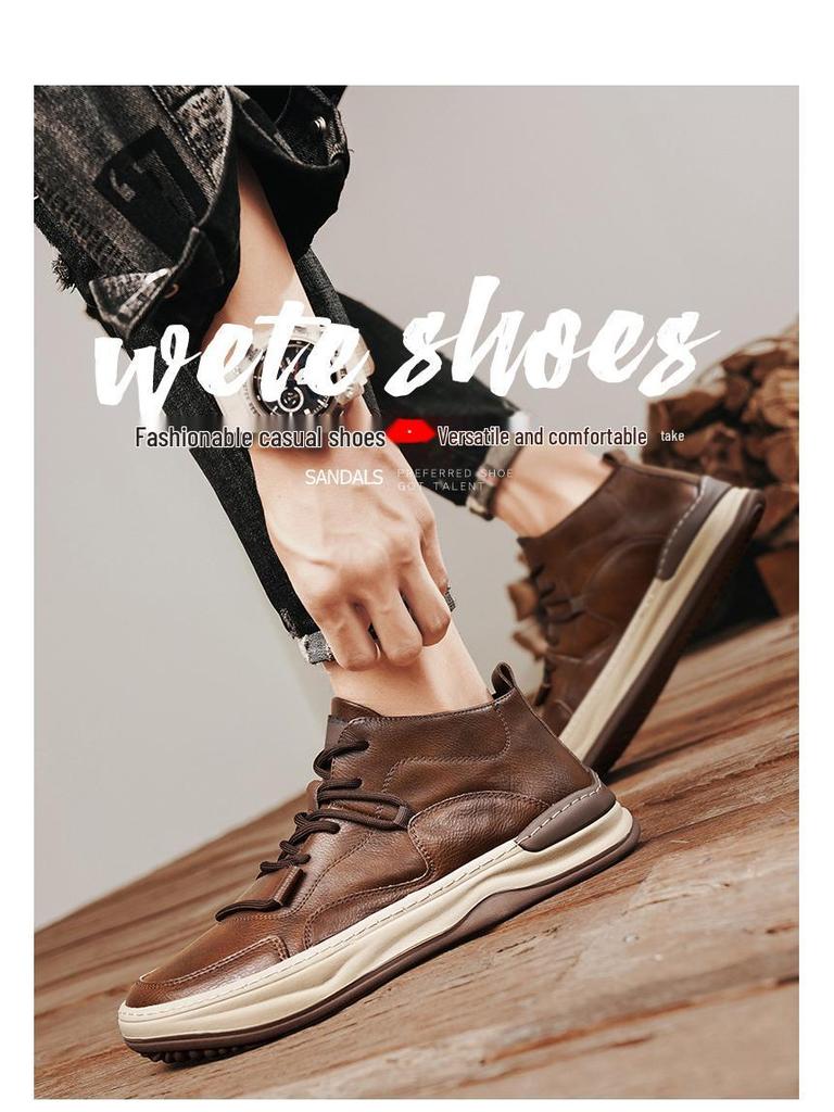 Мужские высокие водонепроницаемые нескользящие кеды для скейтбординга - модная осенняя повседневная обувь для подростков и студентов