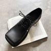 Мужская кожаная обувь Мужчины Новые квадратный носок Массивная платформа Ретро Рабочая обувь Весна Осень Дерби Обувь Низкий верх Мужские Повседневные Лоферы