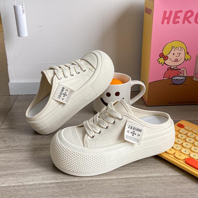 CRLAYDK женские парусиновые мюли на платформе модные кроссовки повседневные слипоны повседневные шлепанцы комфортная обувь для ходьбы увеличивающая рост