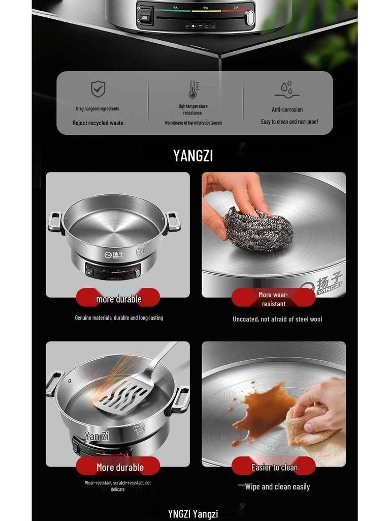 Yangzi Multi-Functional Stainless Steel Electric Griddle Pan