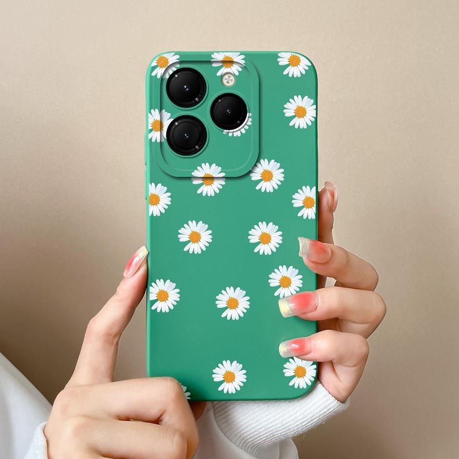 Для Infinix Hot 40 Smart 8 Note 40 Pro + GT 20 Pro задняя крышка чехол из жидкого силикона Pretty Sunflower Daisy супер противоударные чехлы для телефонов для Itel S24 Capa