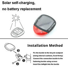 LED Solar Energy Bicycle Tail Light Cycling Safety Rear Lamp Night Riding Warning Taillights Power Bike Rear Lamp