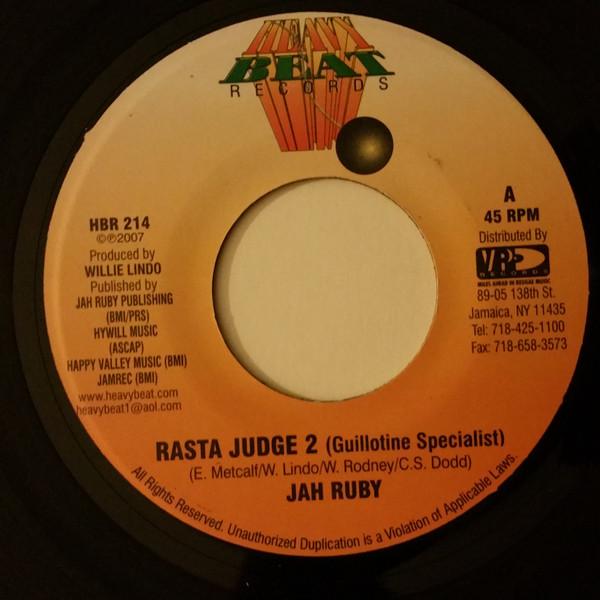 7-дюймовая пластинка JAH RUBY - Rasta Judge 2 (Гильотина Специалис HBR214 Heavy Beat 2007 Ямайка Регги, Ска и Даб Б/У