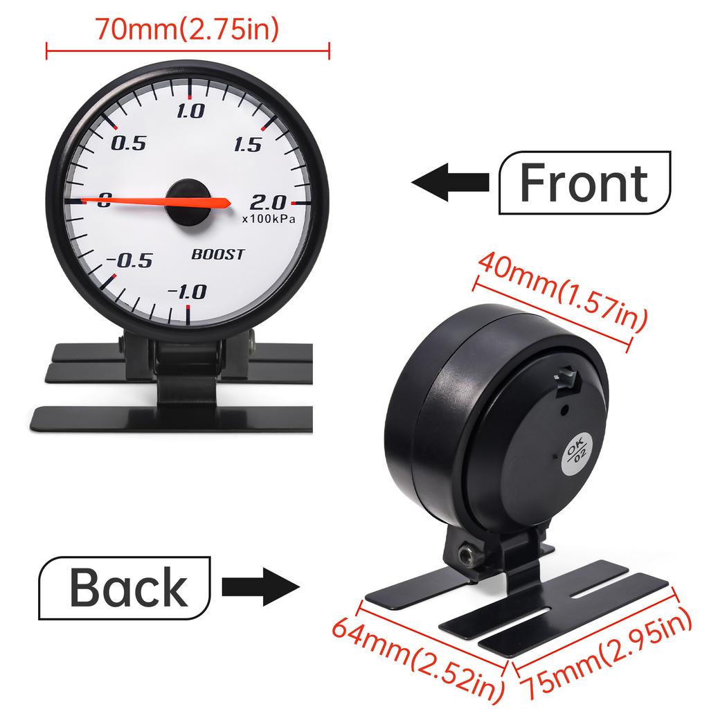60MM Car Water Temperature Gauge 20-130 Celsius With Water Temp Sensor 10mm Tachometer Boost Voltmeter Vacuum Oil Press Gauge