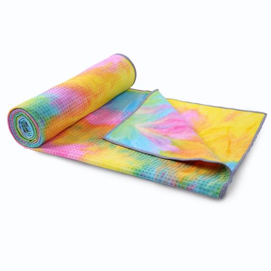 Yoga Towel Sweat Absorption Extra Soft Non-Slip Washable Non-Fading Superfine Fiber Workout Towel Yoga Mat with Anti-slip Grip Dots for Gym