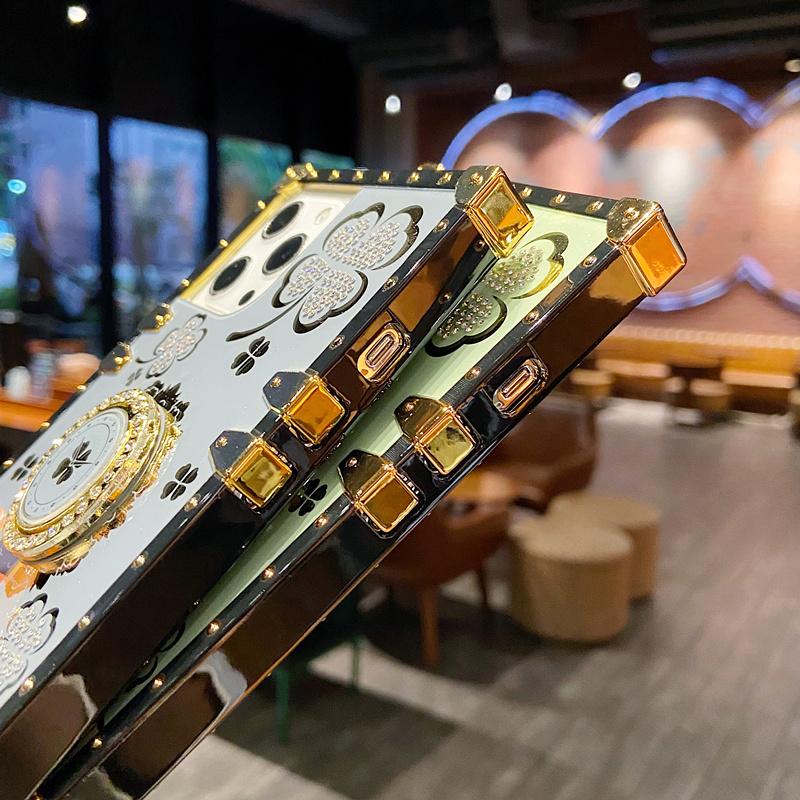 Креативный квадратный ремешок с ромбовидными перьями и листьями для IPhone 15 14 13 12 11 Pro Max чехол для Redmi 9 9A 9C Note 10 9/Samsung S23 S22 Ultra S21 A22 A52 A12