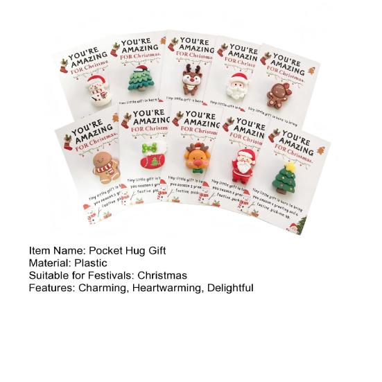 10 Pcs Christmas Pocket Hug Gifts Mini Holiday Souvenir Token with Heartwarming Cards Employee Appreciation Gifts for Coworker Employee Family Friends