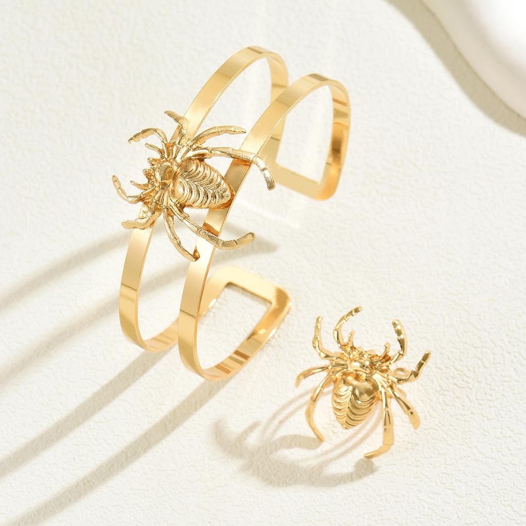 Geometric European and American High-end Women's Bracelet Ring Set Personalized Geometric Snake Spider Design Jewelry Women