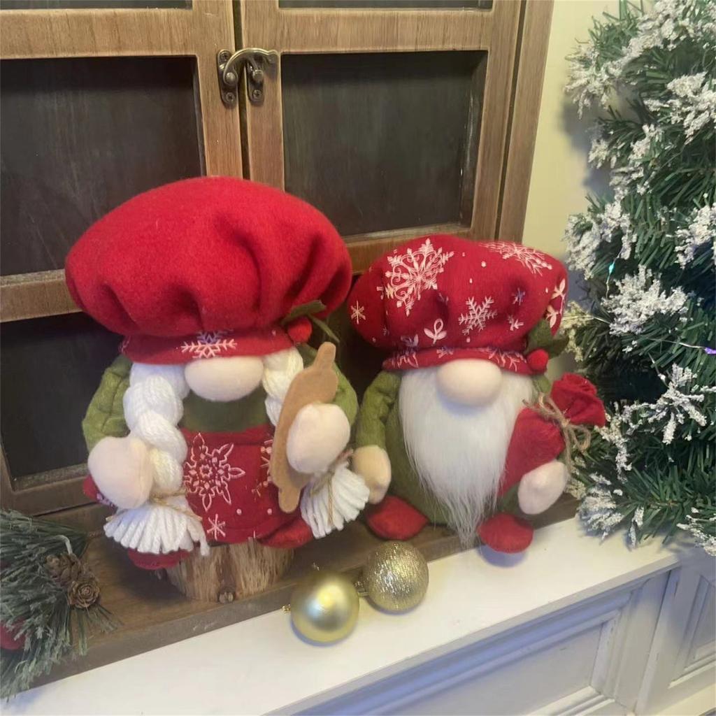 Faceless Doll With Chef Hat Christmas Gnome Ornaments Plush Doll For Xmas Decor Kitchen Supplies