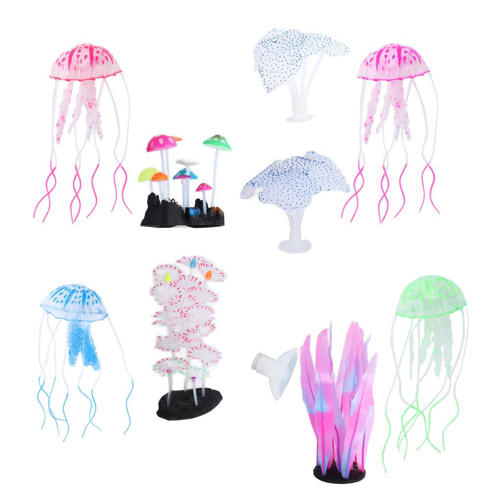 9pcs Luminous Aquarium Coral Decorations Glowing Effect Artificial Coral Plant Ornaments